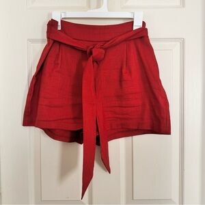Express Linen Blend Midi High Rise Shorts with Tie Belt Size 10